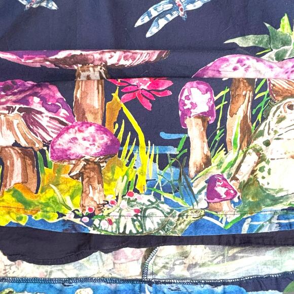 ModCloth Navy Blue Skirt Frogs Mushrooms Dragonflies  Animal Print A-line Small - Picture 3 of 12